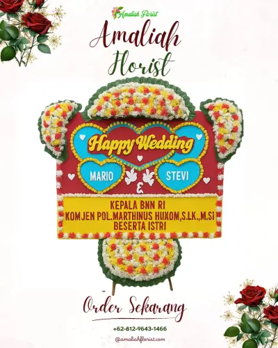 Karangan Papan Bunga Pernikahan di Moti Kota